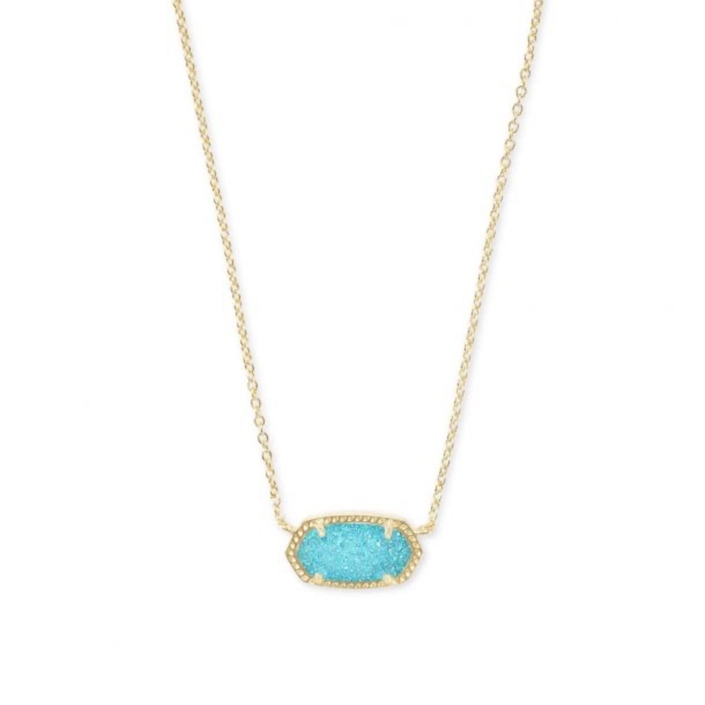 Kendra Scott Elisa custom color bar in bright aqua drusy and gold